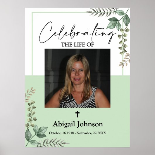 Foto Greenery Celebrating the life Funeral Poster (Voorkant)