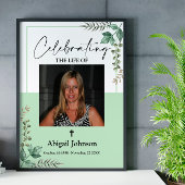 Foto Greenery Celebrating the life Funeral Poster