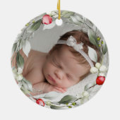 Foto Greenery | Eerste kerstkeramische versiering Keramisch Ornament (Achterkant)