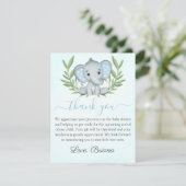 Foto Greenery Elephant Photo Boy Baby shower Invi Kaart (Staand voorkant)