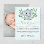 Foto Greenery Elephant Photo Boy Baby shower Invi Kaart (Voorkant / Achterkant)