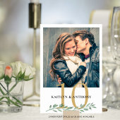 Foto Greenery Gold Wedding Table Number Sign Kaart