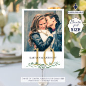 Foto Greenery Gold Wedding Table Number Sign Kaart