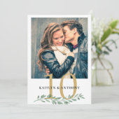 Foto Greenery Gold Wedding Table Number Sign Kaart (Staand voorkant)