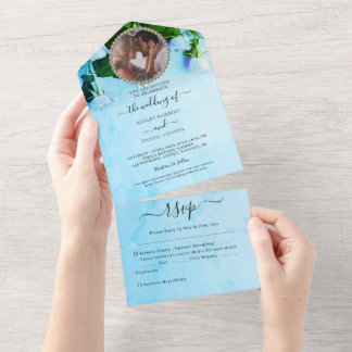 Foto Greenish Wedding All in One Uitnodiging