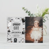 Foto griezelige eerste verjaardagsfeestje met Hall Kaart (Staand voorkant)