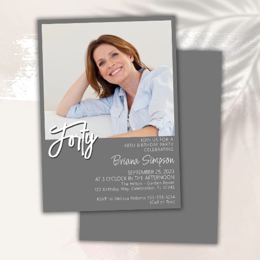 Foto Grijs 40e verjaardag Kaart