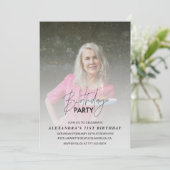 Foto Grijs 71e verjaardag uitnodiging (Staand voorkant)