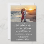 Foto Grijs Elegant Script Bruiloft Kaart (Voorkant)