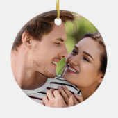 Foto Grijs Goud Eerste Kerstmis Mr Mrs. Keramisch Ornament (Achterkant)