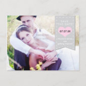 FOTO Grijs & Roze Banner SAVE THE DATE Briefkaart (Voorkant)
