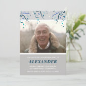 Foto Grijs voor hem Confetti 74ste verjaardag Kaart (Staand voorkant)