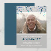 Foto Grijs voor hem Confetti 74ste verjaardag Kaart (Voorkant / Achterkant)