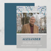 Foto Grijs voor hem Confetti 84ste verjaardag Kaart (Voorkant / Achterkant)