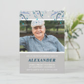 Foto grijs voor hem Confetti 96ste verjaardag Kaart (Staand voorkant)