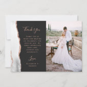 Foto Grijs Witte Agaat Roos Gold Script Wedding Bedankkaart (Voorkant)