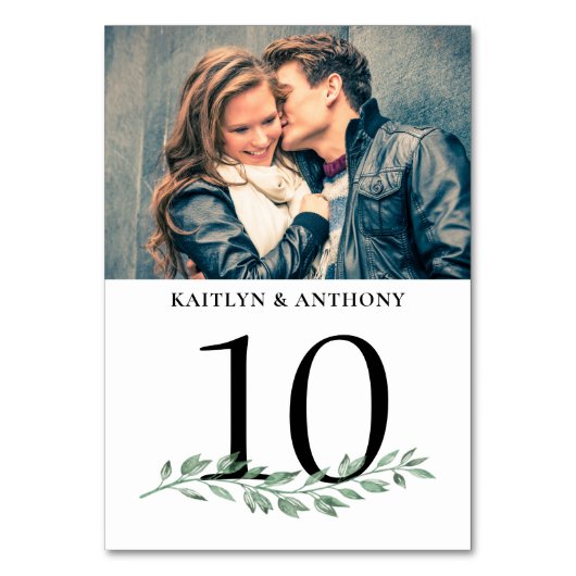 Foto Groen Bruiloft Tafelnummer Teken (Achterkant)