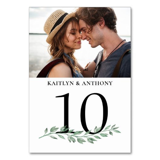 Foto Groen Bruiloft Tafelnummer Teken (Voorkant)