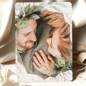 Foto groen en faux gouden bruiloft kaart