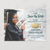 Foto groen en goudmarmer Afstuderen Opslaan datum Briefkaart (Voorkant)