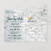 Foto groen en goudmarmer Afstuderen Opslaan datum Briefkaart (Achterkant)