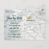 Foto groen en goudmarmer Afstuderen Opslaan datum Briefkaart (Achterkant)