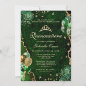 Foto Groen Goud Bloemagaat Quinceanera Kaart (Voorkant)