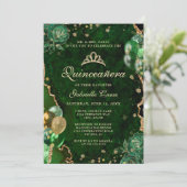Foto Groen Goud Bloemagaat Quinceanera Kaart (Staand voorkant)