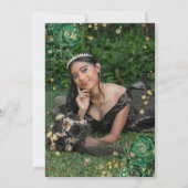 Foto Groen Goud Bloemagaat Quinceanera Kaart (Achterkant)