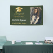 Foto Groen Goud Gefeliciteerd Afgestudeerde Naam | Spandoek (Beurs)