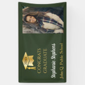 Foto Groen Goud Gefeliciteerd Afgestudeerde Naam | Spandoek (Verticaal)