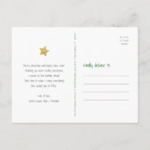 Foto Groen Merry Bright Script Gold Star Glitter Feestdagenkaart (Achterkant)