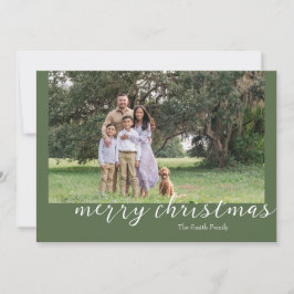 Foto Groen Minimal Script Christmas Kaart
