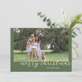 Foto Groen Minimal Script Christmas Kaart (Staand voorkant)