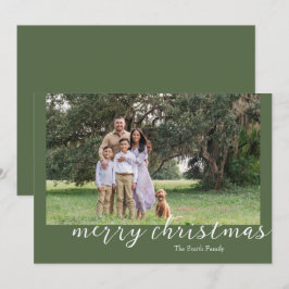 Foto Groen Minimal Script Christmas Kaart