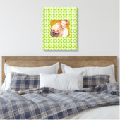 Foto Groen Polka [16x20] inch Canvas Print (Insitu (Slaapkamer))
