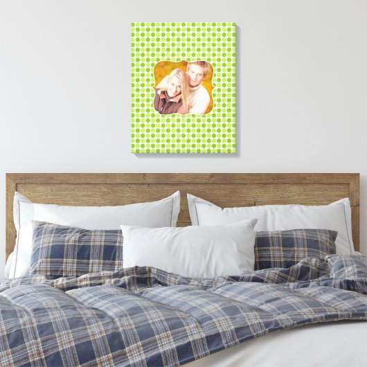 Foto Groen Polka [16x20] inch Canvas Print (Insitu (Slaapkamer))