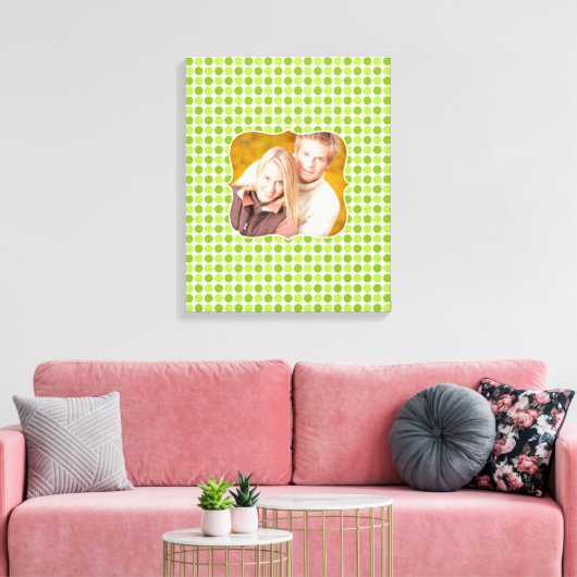 Foto Groen Polka [16x20] inch Canvas Print (Insitu (Woonkamer))