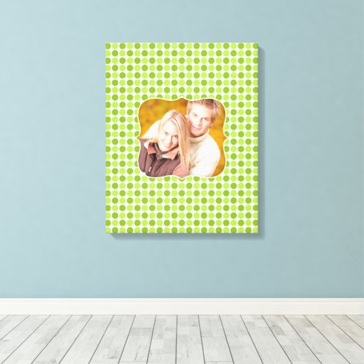 Foto Groen Polka [16x20] inch Canvas Print (Insitu (Houten vloer))