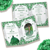 Foto Groen Zilver Glitter Bloemen Quinceanera Programma