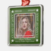 Foto groen | Zilverklasse van 2023 Afstuderen Metalen Ornament (Links)