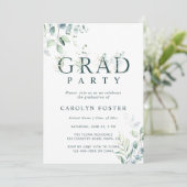 Foto groene botanische Letter Graduation Party Kaart (Staand voorkant)
