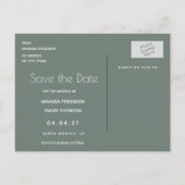 Foto groene bruinbruidbruiloft Save the Date Aankondigingskaart (Achterkant)