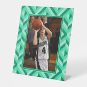 Foto Groene Drietonige Diamant Patroon Reclamebord Met Voetstuk (Voorkant)