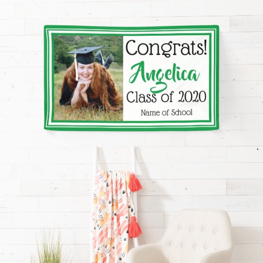 Foto Groene en Witte Schoolkleuren Spandoek (Insitu)