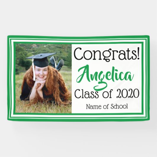 Foto Groene en Witte Schoolkleuren Spandoek (Horizontaal)