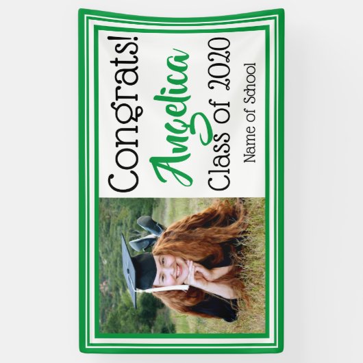 Foto Groene en Witte Schoolkleuren Spandoek (Verticaal)