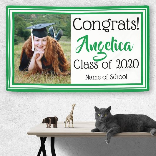 Foto Groene en Witte Schoolkleuren Spandoek