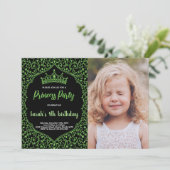 Foto Groene Glitter Prinses Verjaardag Uitnodiging (Staand voorkant)