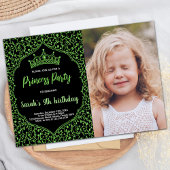 Foto Groene Glitter Prinses Verjaardag Uitnodiging